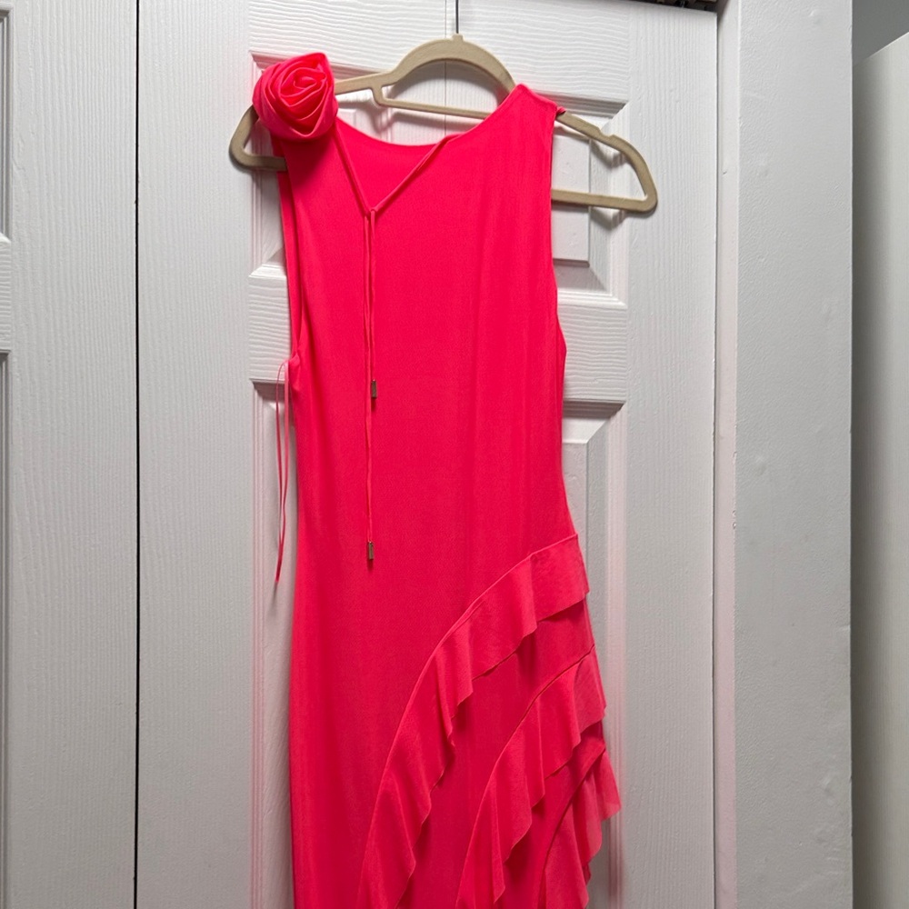 Elegant Hot Pink Ruffle Dress - Picture 4 of 4